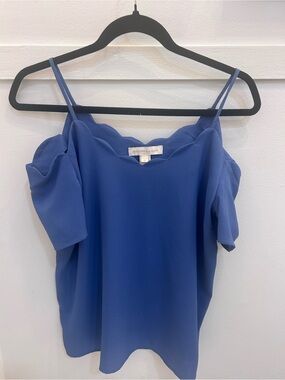 Monteau Cold-Shoulder Scallop Neck Cami Top - Periwinkle Blue